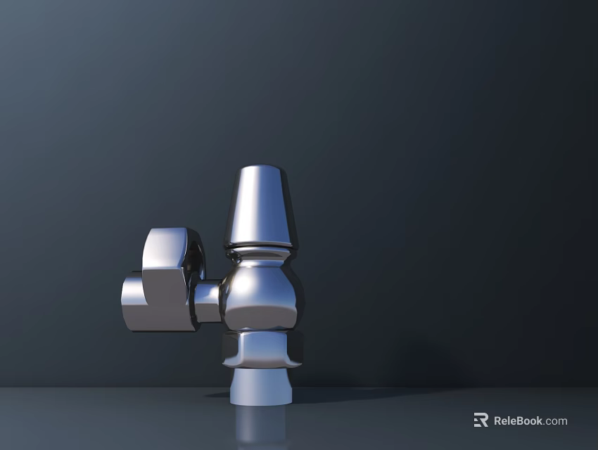 Modern Silver Metal Geometric Sculpture With Glossy Finish On Dark Background 3d model 
