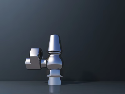Modern Silver Metal Geometric Sculpture With Glossy Finish On Dark Background 3d model