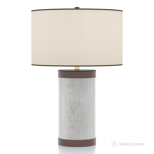 Modern Table Lamp With Beige Fabric Lampshade And White Textured Ceramic Base For Home Decor 3d model 