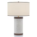 Modern Table Lamp With Beige Fabric Lampshade And White Textured Ceramic Base For Home Decor