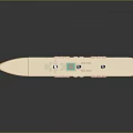 Three Funnel Cruise Ship With Green Hull Red Bottom And Upper Deck