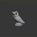 White Owl Statue With Red Eyes Textured Feather Details And Sturdy Base Flying Animal