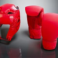 High Quality Red Boxing Helmet And Gloves Ideal For Sports Training Equipment