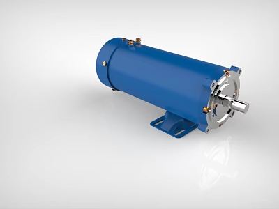 Blue Industrial Electric Motor With Durable Metal Base And Rotating Shaft 3d model