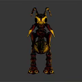 Fantasy Monster Game Movie Character Featuring Yellow Red Lava Inspired Spiked Claws And Antennae