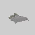 Modern Double Bed with Soft Gray Duvet and Green Decorative Pillows