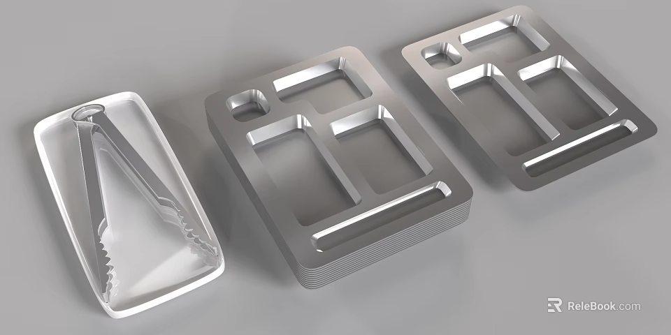 Contemporary Tableware Combination With Compartmentalized Trays Modern Design And Sleek Metallic Finish 3d model