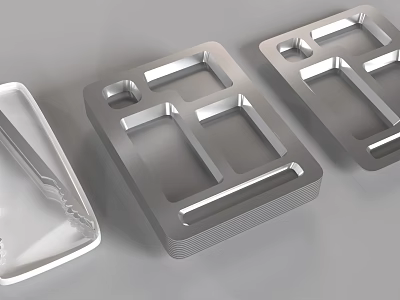 Contemporary Tableware Combination With Compartmentalized Trays Modern Design And Sleek Metallic Finish 3d model
