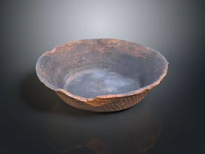 Sculpted Bowl With Handcrafted Textured Surface And Rustic Earthenware Design 3d model