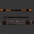 Traditional Wooden Bench Design With Black Frame And Yellow Accent Armrests