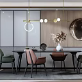 Modern Dining Table and Chair Combination 3d model