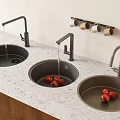 Stainless steel sink round sink under counter basin embedded sink faucet 3d model