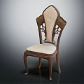 Elegant Vintage Accent Chair With Carved Wooden Backrest And Beige Upholstered Seat