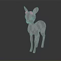 Adorable Pink Fawn Toy With White Spots Standing On Black Surface And Reflection