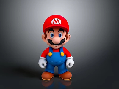3D Super Mario Figurine Character With Red Hat Blue Overalls White Gloves And Brown Shoes 3d model