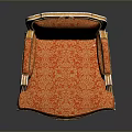 European Style Single Chair With Gold Carved Frame And Red Floral Upholstery
