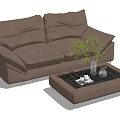 Modern Double Sofa Leather Double Sofa Coffee Table Combination 3d model
