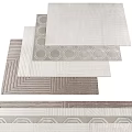Modern square rugs featuring geometric patterns and striped designs for home decor 3d model