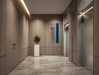 modern elevator hall 3d model