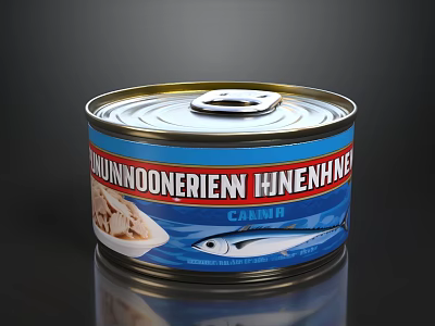 High Quality Canned Tuna With Blue Label And Fish Image Packaging 3d model