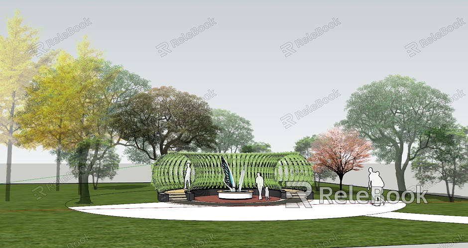 Modern flower stand flower stand landscape sketch butterfly plant background square model