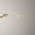 Modern Curved Chandelier With Golden Frame And White Shade For Home Interior