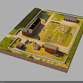 Red Brick Building Compound With Multiple Buildings Central Open Square Green Grass And Pond
