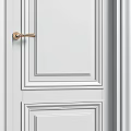 White Interior Swing Doors With Golden Handles And Simple Design 3d model