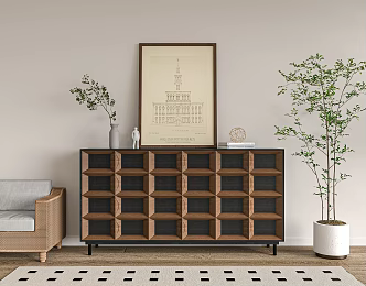 Silent Wind Decorative Cabinet Entrance Cabinet Bucket Cabinet 3d model