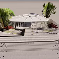 Modern Entrance Gate of Hangzhou Future City With White Structure Green Plants and Red Trees