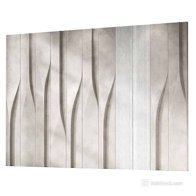 Modern Light Colored Decorative Wall Panels With Vertical Texture And Wave Design 3d model 
