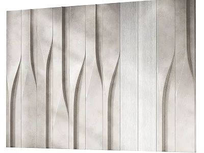 Modern Light Colored Decorative Wall Panels With Vertical Texture And Wave Design 3d model