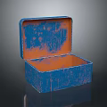 Home Blue Open Storage Box with Orange Interior and Distressed Texture 3d model