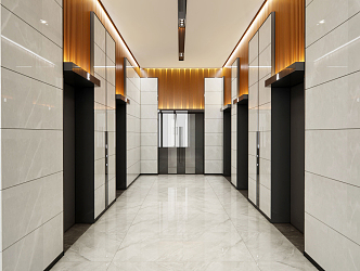 Modern elevator hall office elevator hall elevator room 3d model