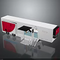 White Mobile FESTA Exhibition Trailer With Red Accents Open Design And Staircase