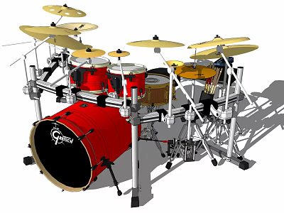 Gretsch Professional Drum Set Musical Instrument With Multiple Drums And Cymbals 3d model