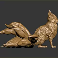 Golden Fox Game and Movie Character With Multiple Tails Metallic Shine Sitting Pose Dark Background
