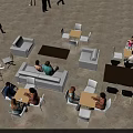 Modern Sofa and Coffee Table Set in Casual Seating Area with People Relaxing