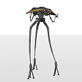 Futuristic Mechanical Figure With Tall Metallic Legs And Detailed Upper Structure