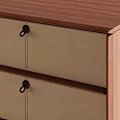 Modern Decorative Cabinet With Wooden Body Beige Drawers Metal Handles And Gold Legs