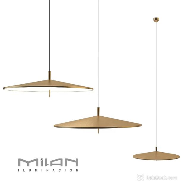 Modern Milan Design Brass Pendant Lights With Conical Shape For Interior Decor 3d model