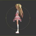 Cute Blonde Character With Twin Tails And Green Leaf Creature Hair Accessories