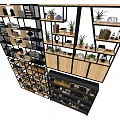 Modern Bookshelf With Metal Frame Wooden Shelves Decorative Plants Books And Decorations