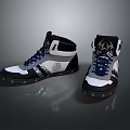 High Top Black White Sneakers With Blue Laces And Stylish Design