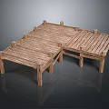 Wooden Outdoor Platform Furniture With Plank Surface And Support Legs Design 3d model