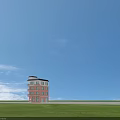 Detached Villa With Pink Exterior Three Floors Balconies Windows Black Roof And Green Lawn