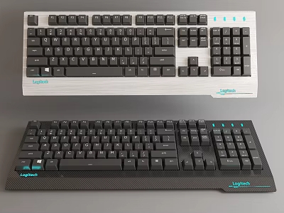 Logitech Craftsman Backlit Computer Keyboards Silver Black Carbon Fiber Design 3d model