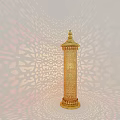 Golden Carved Wall Lamp With Intricate Geometric Shadow Patterns 3d model
