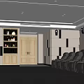 Luxurious Home Theater Room With Large Screen Comfortable Recliner Seats Wooden Walls And Recessed Lighting