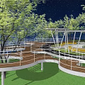 Road Facilities Design With Circular Paths Green Spaces And Wooden Walkways